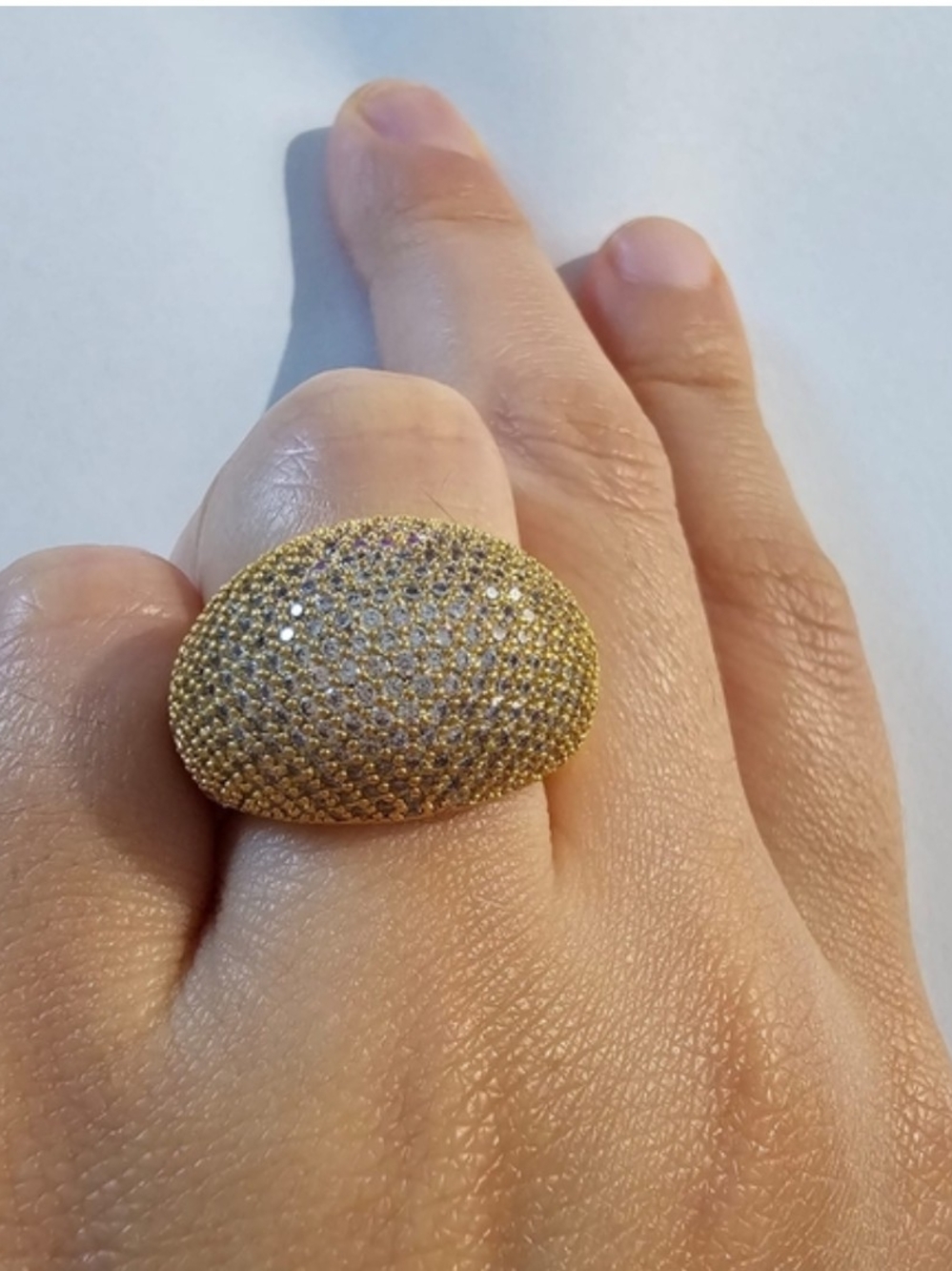 Gold Pavé Dome Cocktail Ring - Elegant Women's Statement Jewelry